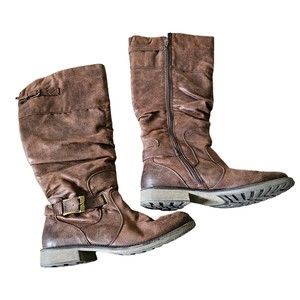 Riding Boots Leather STILLER‎  Buckle Zip Knee High